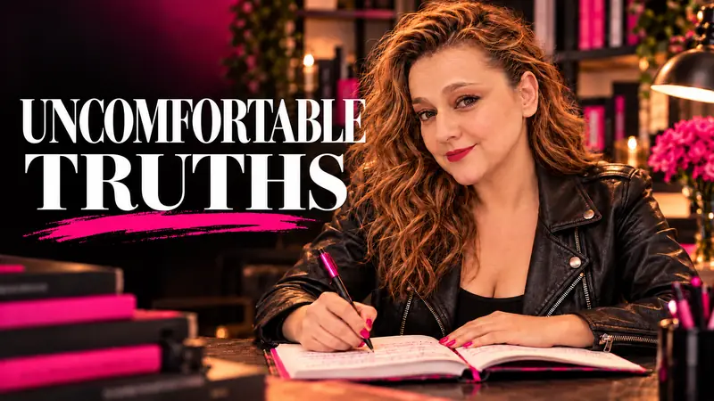 Yenny Astrid Londoño writing in a black leather jacket