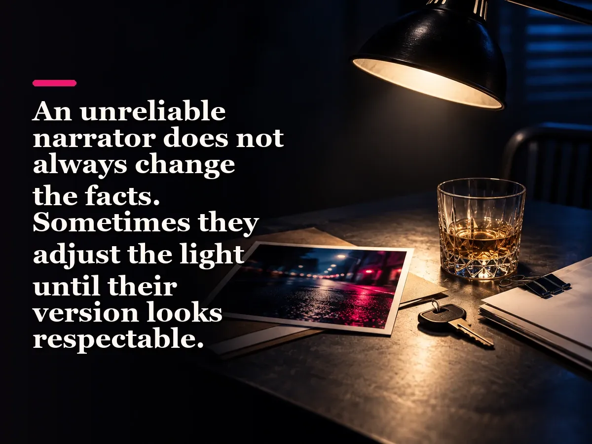 Yenny Astrid Londoño in an editorial image about Unreliable Narrators: Books Where Believing the Protagonist Is Your First Mistake.
