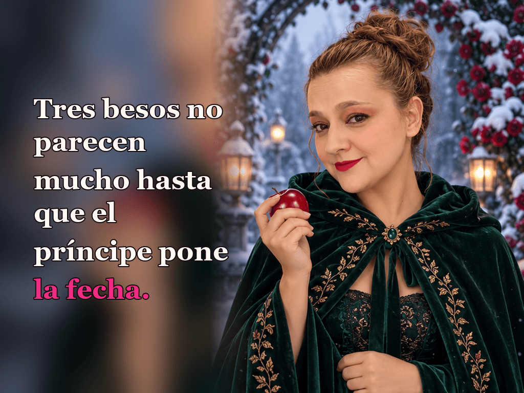 Imagen de la reseña del libro «Érase una vez un corazón roto», escrita por Yenny Astrid Londoño. Ilustración de Érase una vez un corazón roto, de Stephanie Garber, con un texto superpuesto: «Tres besos no parecen mucho hasta que el príncipe pone la fecha».