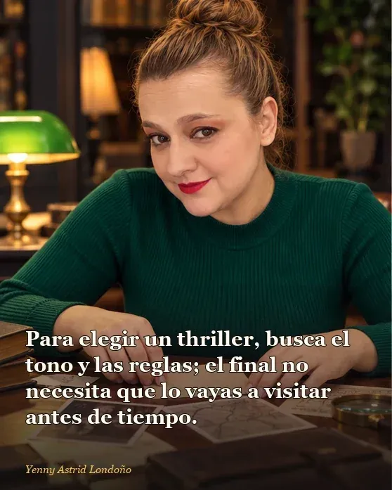 Imagen del artículo «Libros con giros inesperados que sí valen la pena: sorpresas sin destripar el final», escrito por Yenny Astrid Londoño. Yenny compara dos novelas sin abrirlas y anota sus tonos: psicológico, clásico, doméstico y oscuro.