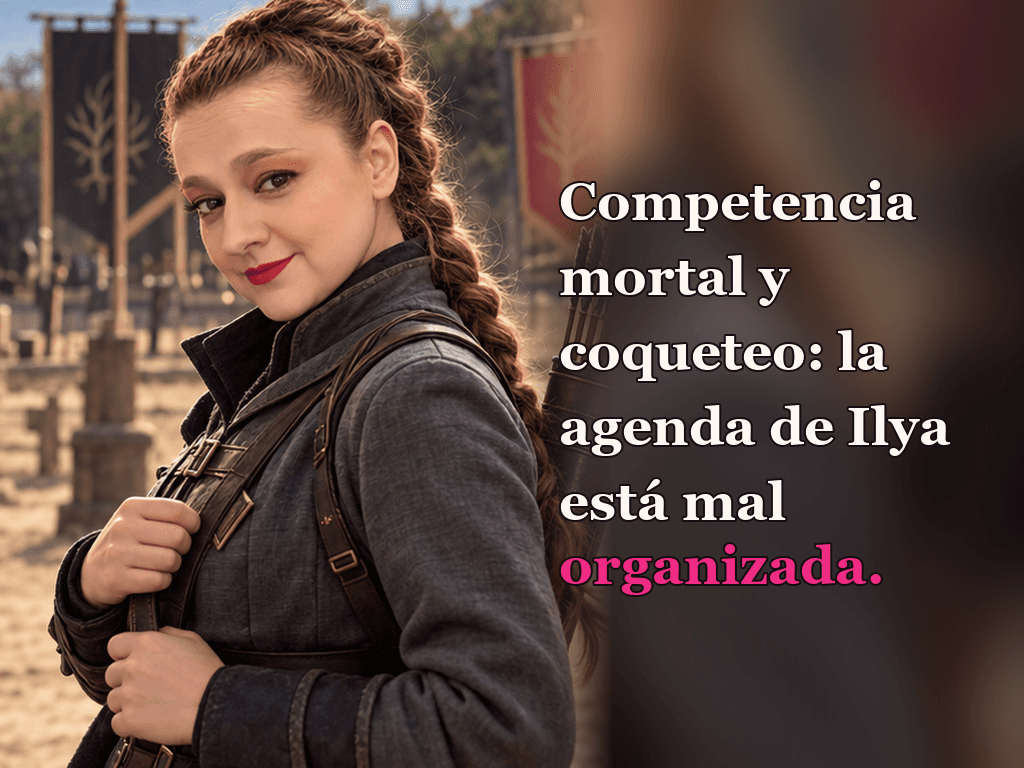 Imagen de la reseña del libro «Powerless», escrita por Yenny Astrid Londoño. Ilustración de Powerless, de Lauren Roberts, con un texto superpuesto: «Competencia mortal y coqueteo: la agenda de Ilya está mal organizada».