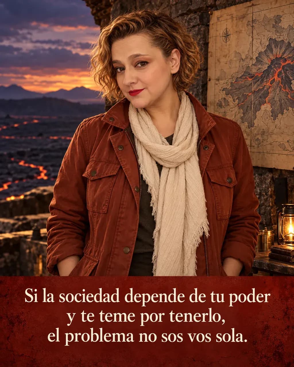 Imagen de la reseña del libro «La quinta estación», escrita por Yenny Astrid Londoño. Ilustración de La quinta estación, de N. K. Jemisin, con un texto superpuesto: «Si la sociedad depende de tu poder y te teme por tenerlo, el problema no sos vos sola».