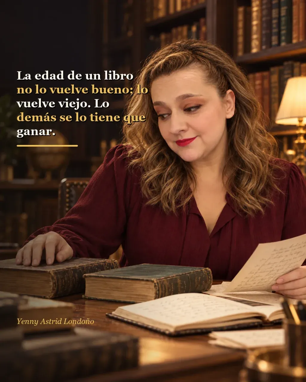 Imagen del artículo «Clásicos que sí vale la pena leer: cinco novelas para dejar la reverencia en la puerta», escrito por Yenny Astrid Londoño. Yenny compara dos novelas en una mesa de biblioteca; frase: «La edad de un libro no lo vuelve bueno»