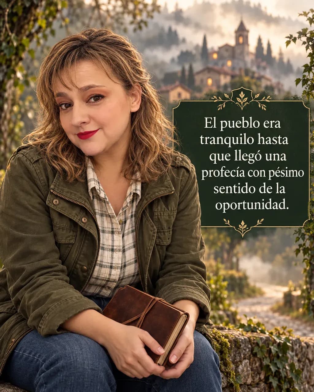 Imagen de la reseña del libro «El ojo del mundo», escrita por Yenny Astrid Londoño. Ilustración de El ojo del mundo, de Robert Jordan, con un texto superpuesto: «El pueblo era tranquilo hasta que llegó una profecía con pésimo sentido de la oportunidad».