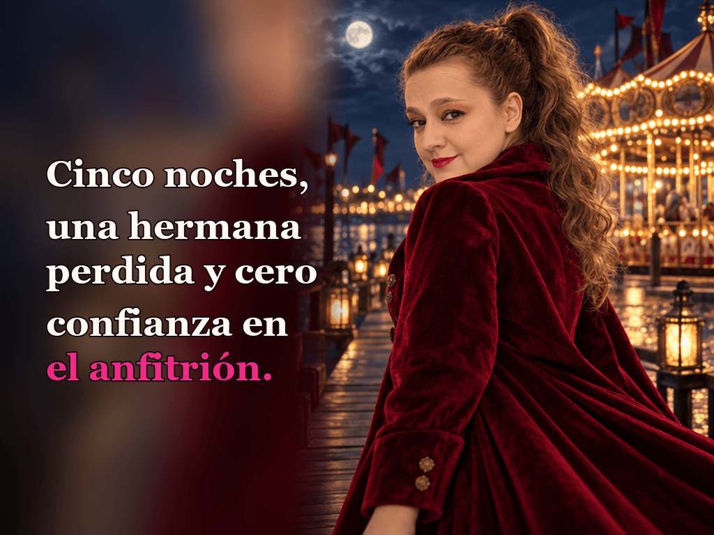 Imagen de la reseña del libro «Caraval», escrita por Yenny Astrid Londoño. Ilustración de Caraval, de Stephanie Garber, con un texto superpuesto: «Cinco noches, una hermana perdida y cero confianza en el anfitrión».