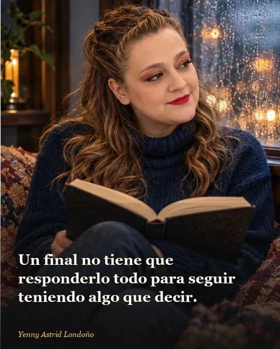 Imagen del artículo «Libros con finales que te dejan pensando días después: siete formas de quedarse contigo», escrito por Yenny Astrid Londoño. Yenny deja el libro cerrado sobre una mesa y conserva abierta la página de sus notas.