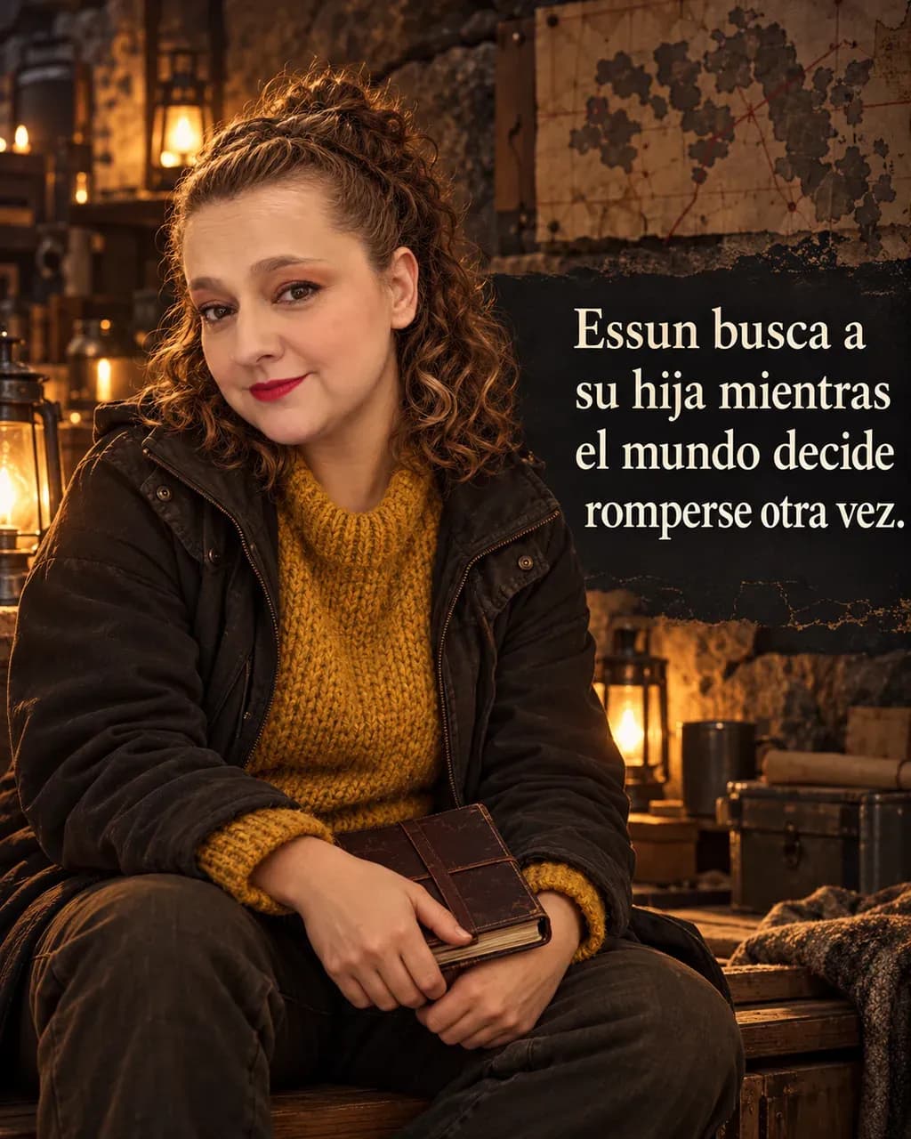 Imagen de la reseña del libro «La quinta estación», escrita por Yenny Astrid Londoño. Ilustración de La quinta estación, de N. K. Jemisin, con un texto superpuesto: «Essun busca a su hija mientras el mundo decide romperse otra vez».