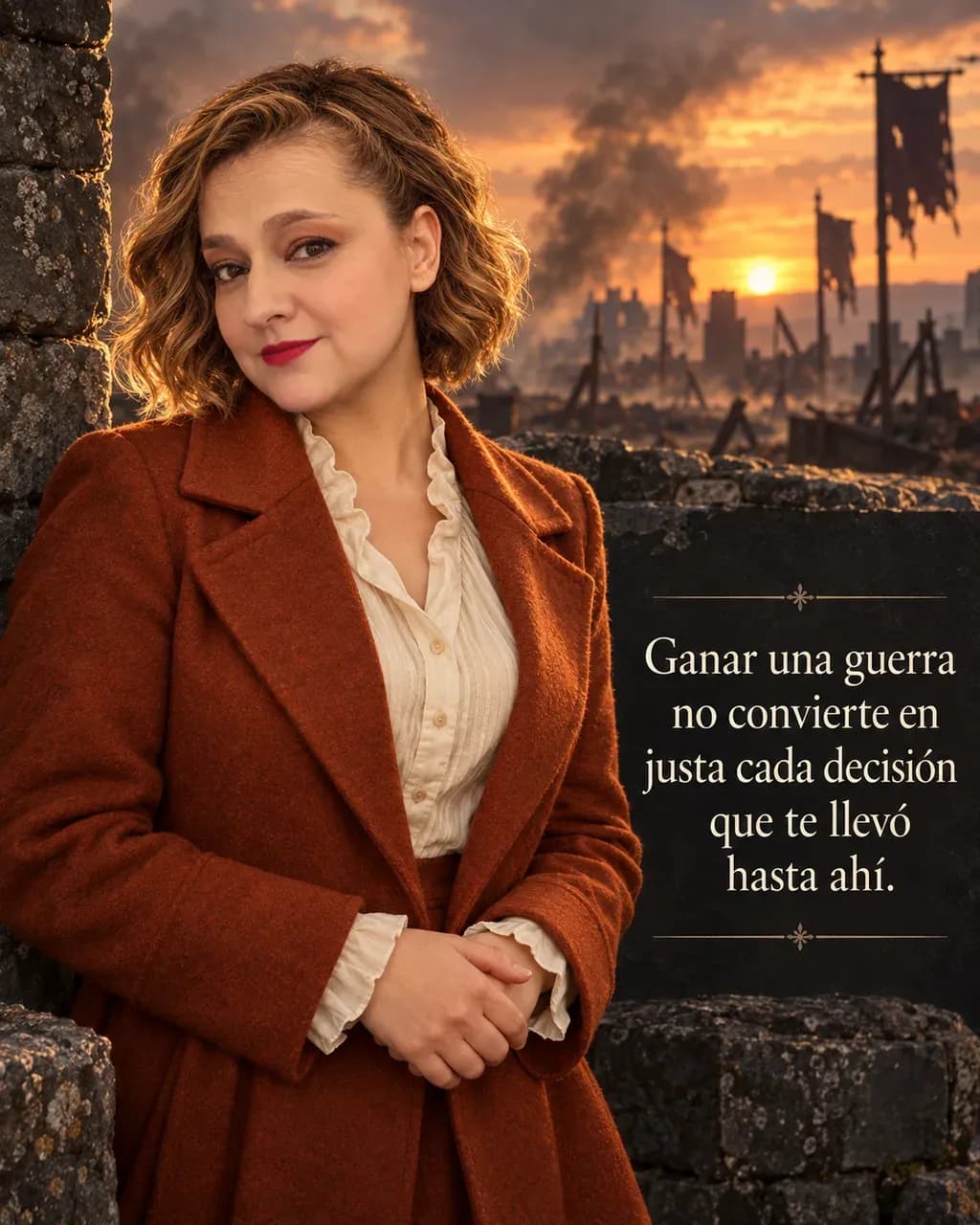 Imagen de la reseña del libro «La guerra de la amapola», escrita por Yenny Astrid Londoño. Ilustración de La guerra de la amapola, de R. F. Kuang, con un texto superpuesto: «Ganar una guerra no convierte en justa cada decisión que te llevó hasta ahí».