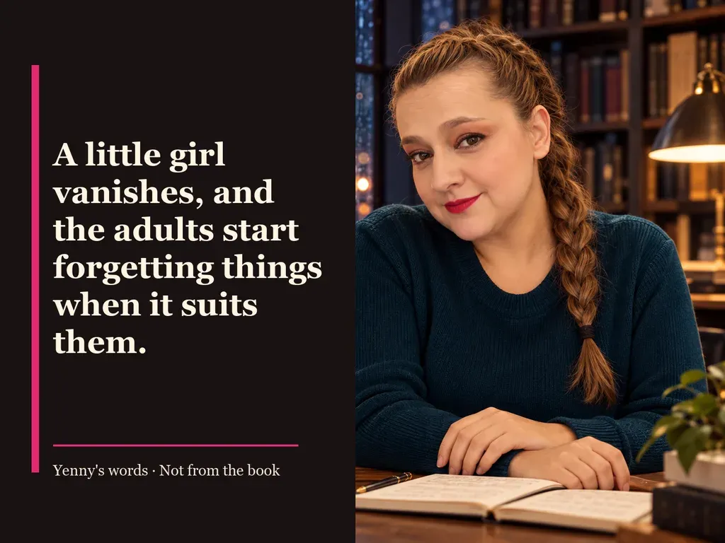 Image from Yenny Astrid Londoño’s review of “The Snow Girl”. Illustration of La chica de nieve, by Javier Castillo, with overlaid text: «A little girl vanishes, and the adults start forgetting things when it suits them.»