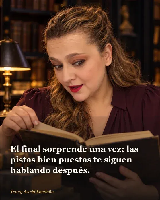 Imagen del artículo «Libros con giros inesperados que sí valen la pena: sorpresas sin destripar el final», escrito por Yenny Astrid Londoño. Yenny guarda la lista de sospechosos y abre una novela nueva, todavía sin revelar su última página.