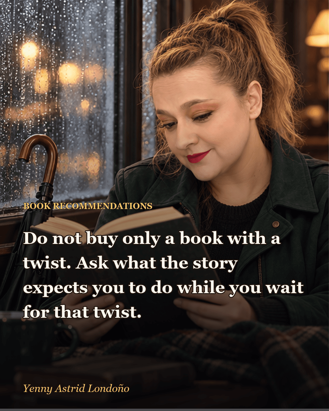 Image from “Best Mystery Books You Cannot Put Down: Eight Cases Worth Reading Suspiciously,” written by Yenny Astrid Londoño. Yenny choosing among several mysteries beside a magnifying glass and clue notebook.