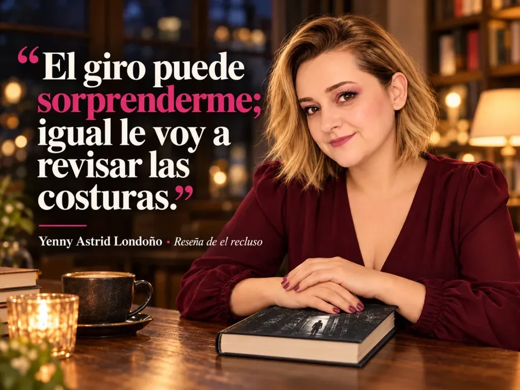 Imagen de la reseña del libro «El recluso», escrita por Yenny Astrid Londoño. Yenny Astrid Londoño en una imagen editorial con la frase del libro sobre Volver a ver al ex en la cárcel tampoco cuenta como cerrar ciclos.