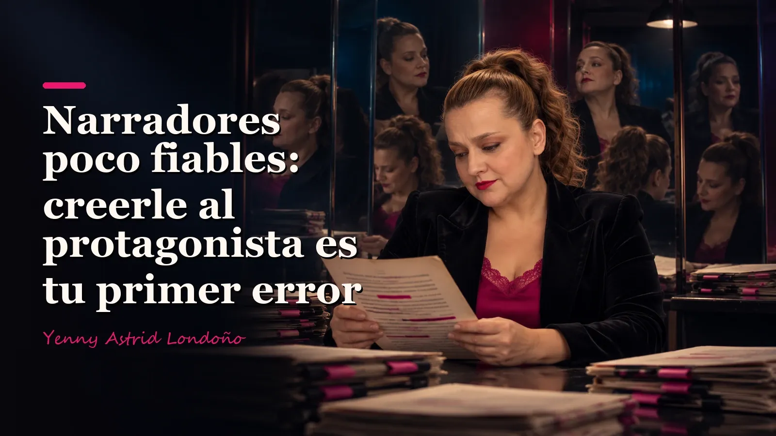 Yenny Astrid Londoño en una imagen editorial sobre Narradores poco fiables: libros donde creerle al protagonista es tu primer error.