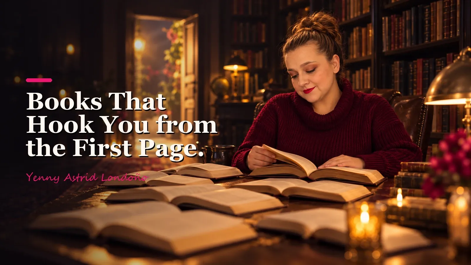 Yenny Astrid Londoño in an editorial image about Books That Hook You from the First Page and Refuse to Let Go.